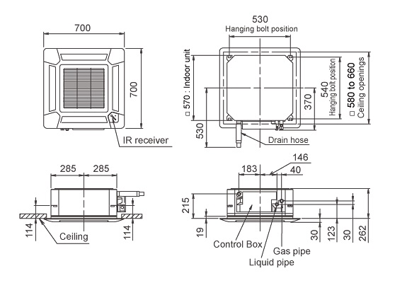 Инверторен климатик касетъчен General AUHG18LVLB/AOHG18LBCB